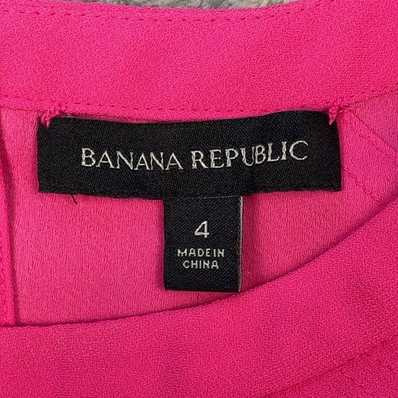 Banana Republic Short Sleeve Solid Flounce Dress Bright Pink Barbie Sz 4 - Picture 8 of 13